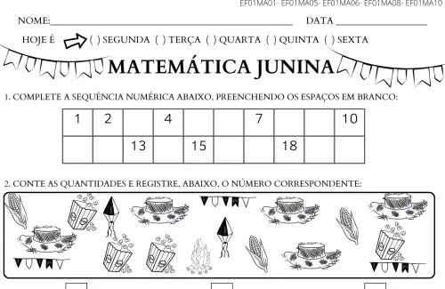 matemática junina 1º ano